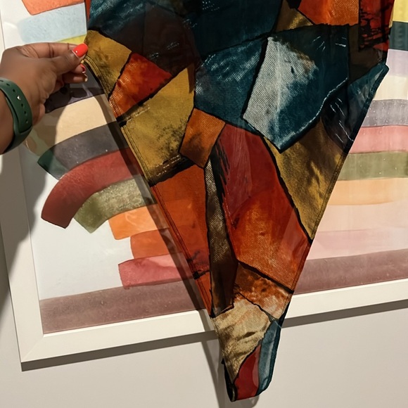 BOHO Sheer Mesh Bodysuit! Multi Color. 2 Snap Closure. Bohemian Mosaic Print - Picture 9 of 12